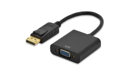 Ednet DisplayPort adapter cable, DP - HD15, M/F, 0.15m,w/interlock, DP 1.2 compatible, UL, CE, bl, gold 84506