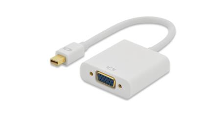 Ednet DisplayPort adapter cable, mini DP - HD15, M/F, 0.15m, DP 1.1a compatible, UL, CE, wh, gold 84510