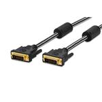 Ednet DVI connection cable, DVI(24+1), 2x ferrit M/M, 2.0m, DVI-D Dual Link, cotton, gold, bl 84520