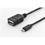 Ednet USB 2.0 adapter, type micro B - A M/F, 0.3m, High Speed, micro B reversible, UL, gold, bl 84150