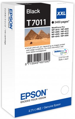 Epson originál ink C13T70114010, XXL, black, 3400str., Epson WorkForce Pro WP4000, 4500 series