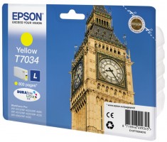 Epson originál ink C13T70344010, L, yellow, 800str., Epson WorkForce Pro WP4000, 4500 series