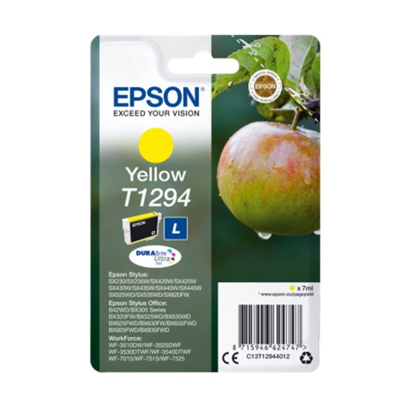 Epson Singlepack Yellow T1294 DURABrite Ultra Ink C13T12944012