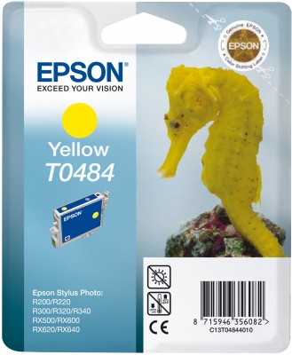 Epson T0484 - 13 ml - žlutá - originál - blistr s RF / akustickým alarmem - inkoustová cartridge - C13T04844020