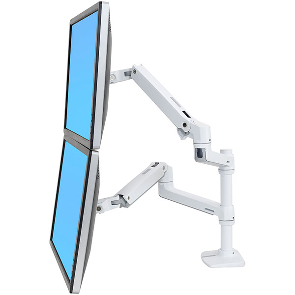 ERGOTRON LX Dual Stacking Arm, stolní ramena pro 2 lcd. max. 27", flexibilní , bílé 45-492-216