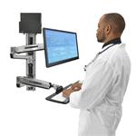 ERGOTRON LX Sit Stand Wall Mount System, Small Black CPU Holder, Polished, pracovní stanice na zeď 45-359-026