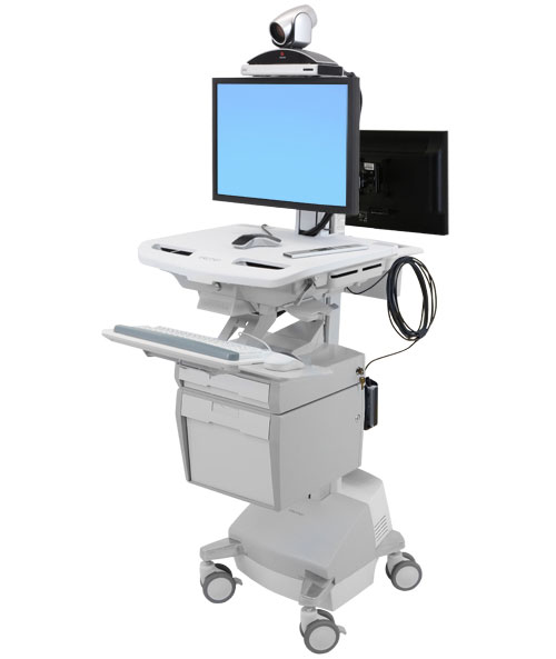 ERGOTRON StyleView® Telemedicine Cart, Back-to-Back Monitor, Powered, pojízdný stojan, NTB/LCD, Klávesnice, SV44-57T1-2