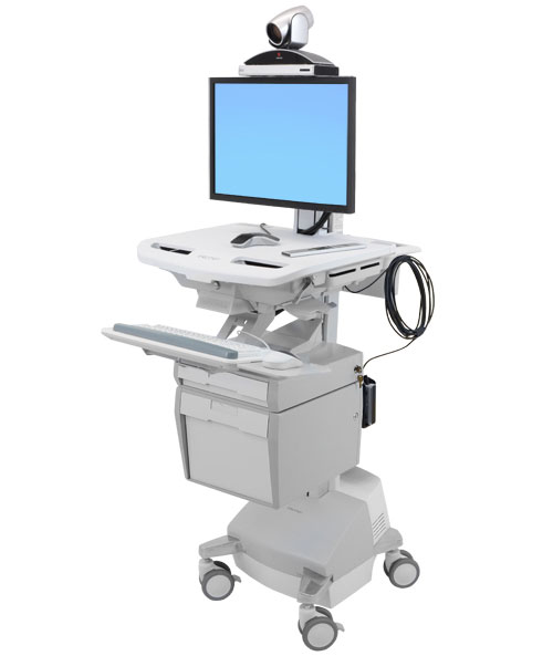 ERGOTRON StyleView® Telemedicine Cart, Single Monitor, Powered, pojízdný vozík s napájením, LCD, PC, telekom SV44-53T1-2