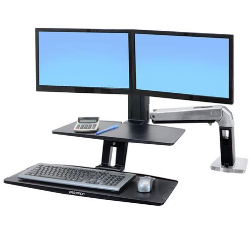 ERGOTRON WorkFit-A with Suspended Keyboard, Dual, 5" and WS, Polished Aluminum,stolní držák 2x mon.,kláv, des 24-392-026