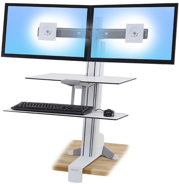 ERGOTRON WorkFit-S, Dual Monitor with Worksurface+ (bílý),stolní držák pro dva monitory , kláv.+myš.,okl. plo 33-349-211