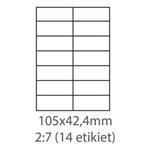 etikety ECODATA Samolepiace 105x42,4 univerzálne biele (1000 listov A4/bal.) 10504200F