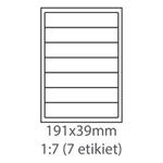 etikety ECODATA Samolepiace 191x39 univerzálne biele 7ks/A4 (100 listov A4/bal.) ECO-19103900