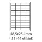 etikety ECODATA Samolepiace 48,5x25,4 univerzálne biele 44ks/A4 (1000 listov A4/bal.) ECO-04802544F