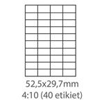 etikety ECODATA Samolepiace 52,5x29,7 univerzálne biele 40ks/A4 (100 listov A4/bal.) ECO-05202900