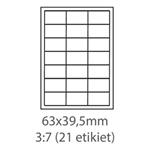 etikety ECODATA Samolepiace 63x39,5 univerzálne biele 21ks/A4 (100 listov A4/bal.) ECO-06303900