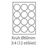 etikety ECODATA Samolepiace KRUH-60mm univerzálne biele 12ks/A4 (100 listov A4/bal.) ECO-060060KR