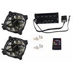 EUROCASE ventilátor RGB 120mm (FullControl spot Led), set 2ks + controller FAN-rgbFS2418-2