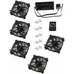 EUROCASE ventilátor RGB 120mm (FullControl spot Led), set 5ks + controller FAN-rgbFS2418-5