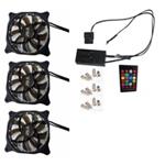 EUROCASE ventilátor RGB 120mm (spot Led), set 3ks + controller FAN-rgbSS2414-3