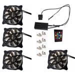 EUROCASE ventilátor RGB 120mm (spot Led), set 4ks + controller FAN-rgbSS2414-4