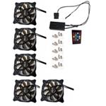 EUROCASE ventilátor RGB 120mm (spot Led), set 5ks + controller FAN-rgbSS2414-5