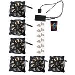 EUROCASE ventilátor RGB 120mm (spot Led), set 6ks + controller FAN-rgbSS2414-6