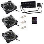 EUROCASE ventilátor RGB 120mm (Turbine blade, FullControl Led), set 3ks + controller FAN-rgbFR2417-3