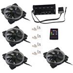 EUROCASE ventilátor RGB 120mm (Turbine blade, FullControl Led), set 4ks + controller FAN-rgbFR2417-4