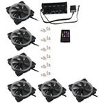 EUROCASE ventilátor RGB 120mm (Turbine blade, FullControl Led), set 6ks + controller FAN-rgbFR2417-6