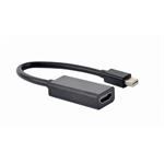 Gembird adaptér Mini DisplayPort (M) na HDMI (F), 4K, 0.15 m kábel, čierny A-mDPM-HDMIF4K-01