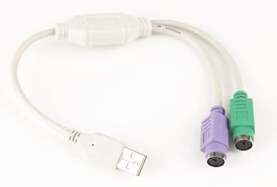 Gembird redukcia USB 2.0 (M) na PS/2, kábel, 0.3 m, biely UAPS12