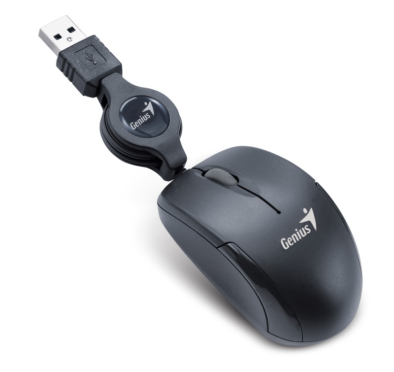 Genius Myš Micro Traveler V2, 1200DPI, optická, 3tl., 1 koliesko, čierna, Micro 31010125105