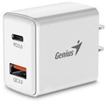 GENIUS nabíječka PD-20AC, 20W, rychlé nabíjení, USB-C PD3.0, USB-A QC3.0, bílá 32590005400