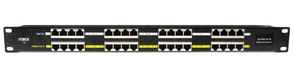 Gigabit POE panel 16 portů, 1U pro rack 19", stíněný, černý POE-PAN16-G