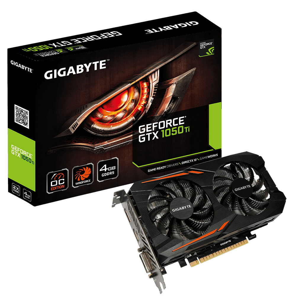 Gigabyte GeForce GTX 1050 Ti OC 4G, 4GB GDDR5, 3D Active Fan GV-N105TOC-4GD