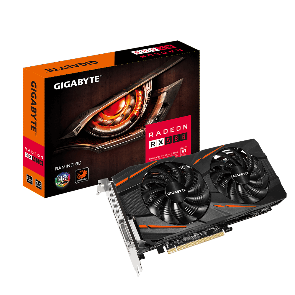 GIGABYTE grafická karta Radeon RX 580 8GB Gaming / PCI-E / 8GB / DVI / HDMI / 3x DP / active GV-RX580GAMING-8GD