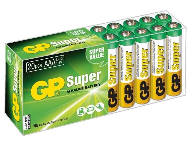 GP AAA Super, alkalická - 20 ks, plast.krabička 1013100210