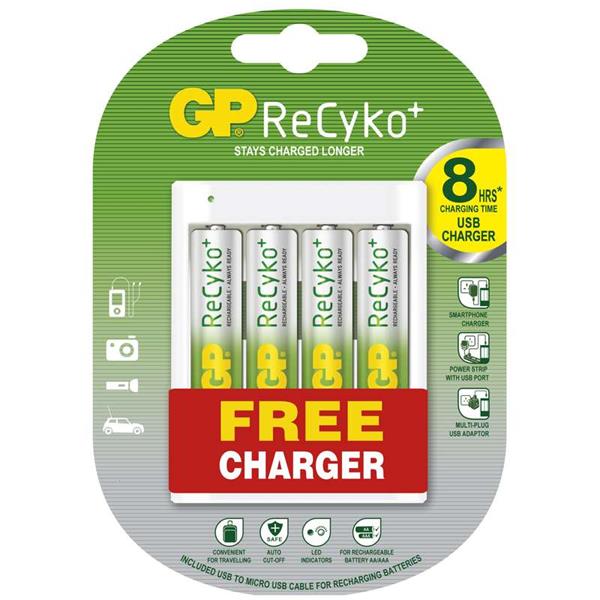 GP nabíjacie batérie GP ReCyko+ HR6(AA) + USB nabíjačka SK-GP-B0411