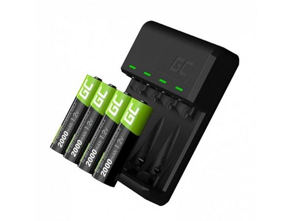 Green Cell Sada nabíječky VitalCharger a 4x dobíjecí baterie AA 2000mAh Ni-MH GRSETGC01
