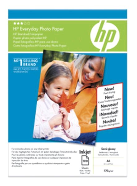 HP Everyday Glossy Photo Paper, foto papier, lesklý, biely, A4, 200 g/m2, 100 ks, Q2510A, atramento