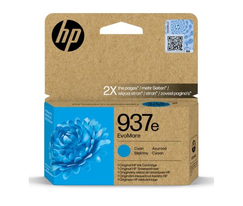 HP originál ink EvoMore 4S6W6NE, HP 937e, cyan, 1650str. 4S6W6NE#CE1