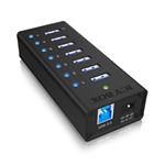 Icy Box 7 x Port USB 3.0 Hub with USB charge port, Black IB-AC618