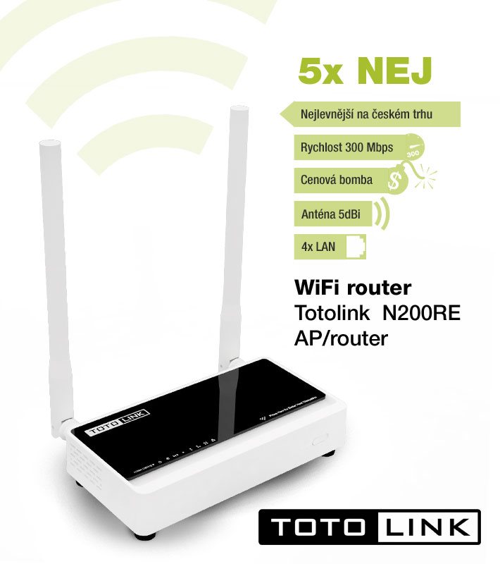  Router Totolink N200RE AP router 4x LAN 1x WAN 2 4GHz 