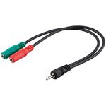 KABEL Adaptér 4pin JACK 3,5mm - 2x stereo JACK 3,5mm M/2xF čierny KJR-33