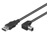 Kábel USB 2.0 A-B M/M 2m, čierny, 90°, Wentronic