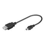 Kabel USB 2.0 A/MINI-B 5pin, F/M 0,2m cierny