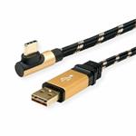 Kábel USB 2.0 AM/CM (3.1 Typ C) 1.8m, High Speed (Power Delivery 20V3A) gen.1, Gold, zahnutý 90° 11029061