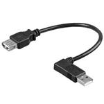 Kábel USB (2.0), USB A M- USB A F, 0.1m, lomený 90°, čierny KU001AC2L1