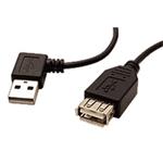 Kábel USB (2.0), USB A M- USB A F, 0.3m, lomený 90°(VĽAVO), čierny 8590274496231