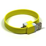 Kábel USB (2.0), USB A M- USB micro M, 0.25m, žltý, náramok 8590274491687